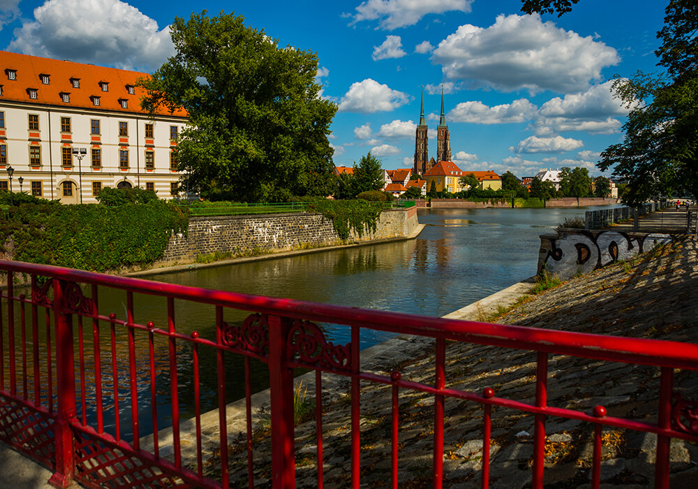 Breslauer Dominsel mit Kathedrale und Oder