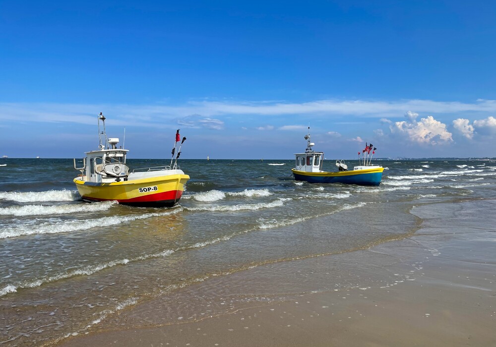Fischerboote am Strand von Zoppot